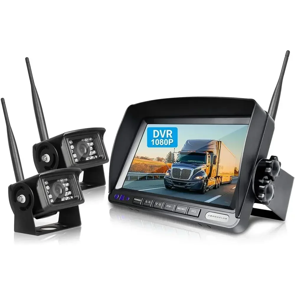 1080P FHD Digital Wireless Backup Camera System Kit for RV/Truck/Trailer/Van/Bus,Night Vision,7inch HD LCD Monitor,IP69 Waterpro