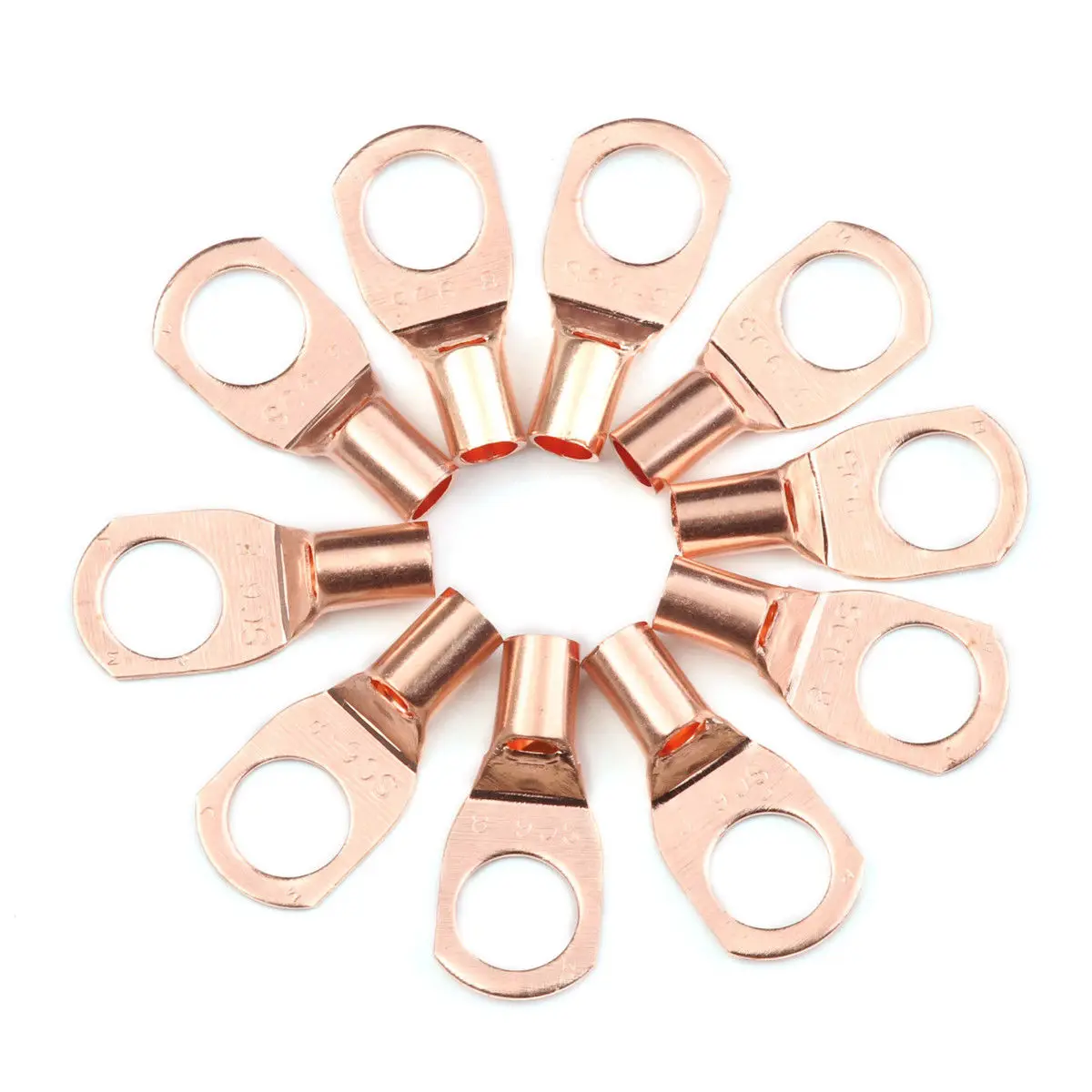 10/25/50Pcs SC Type Wire Lug Terminals SC6 SC10 SC16 SC25 Cable Lug Wire Connectors Hole ID 6mm 8mm 10mm Gold Electrical Lug