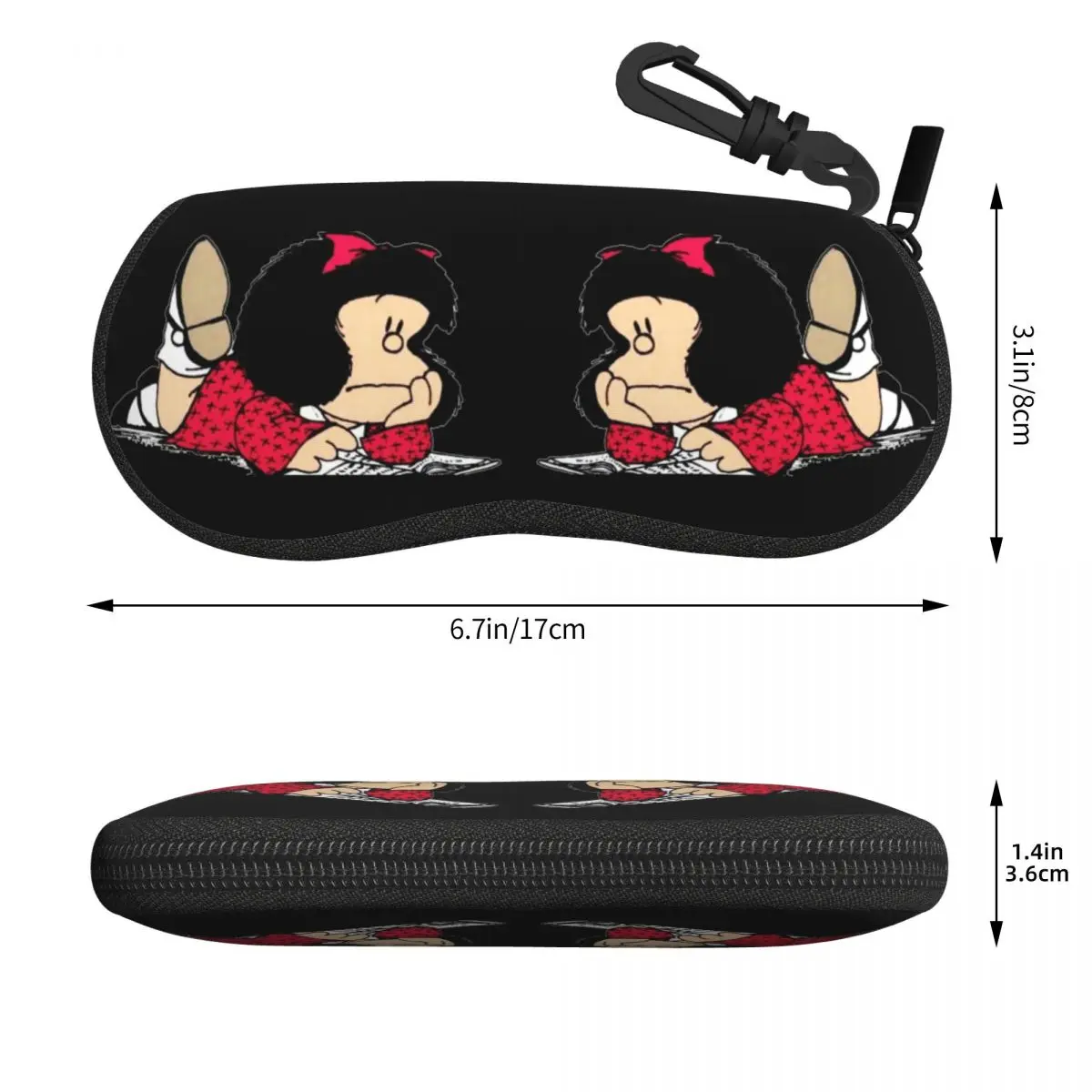 Custom Cute Mafalda Eyeglass Glasses Case Women Men Soft Argentine Cartoon Quino Comic Sunglasses Protective Box