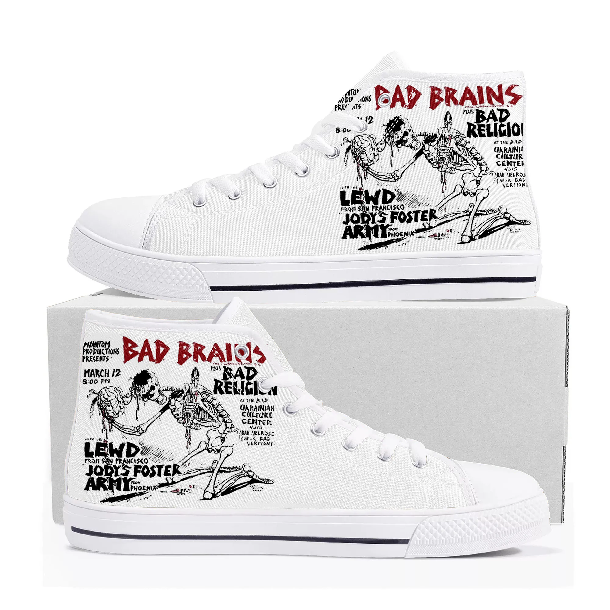 Bad Brains Punk Rock Band High Top High Quality Sneakers Mens Womens Teenager Canvas Sneaker Couple Shoes Custom Made Shoe