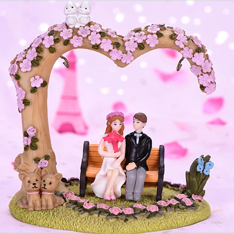 1Pair Couple On Chair Figurines Miniature Craft Fairy Garden Gnome Moss Gift