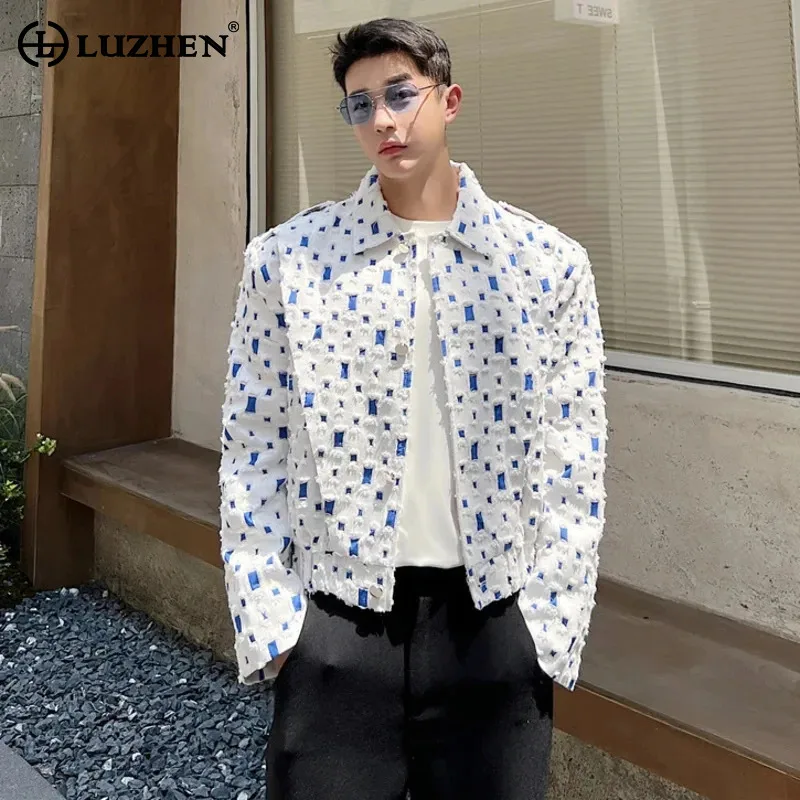 

LUZHEN Stylish Patched Color Contrast Design Casual Jacket Men 2024 Spring Korean New Original Elegant Trendy Male Coat LZ3645