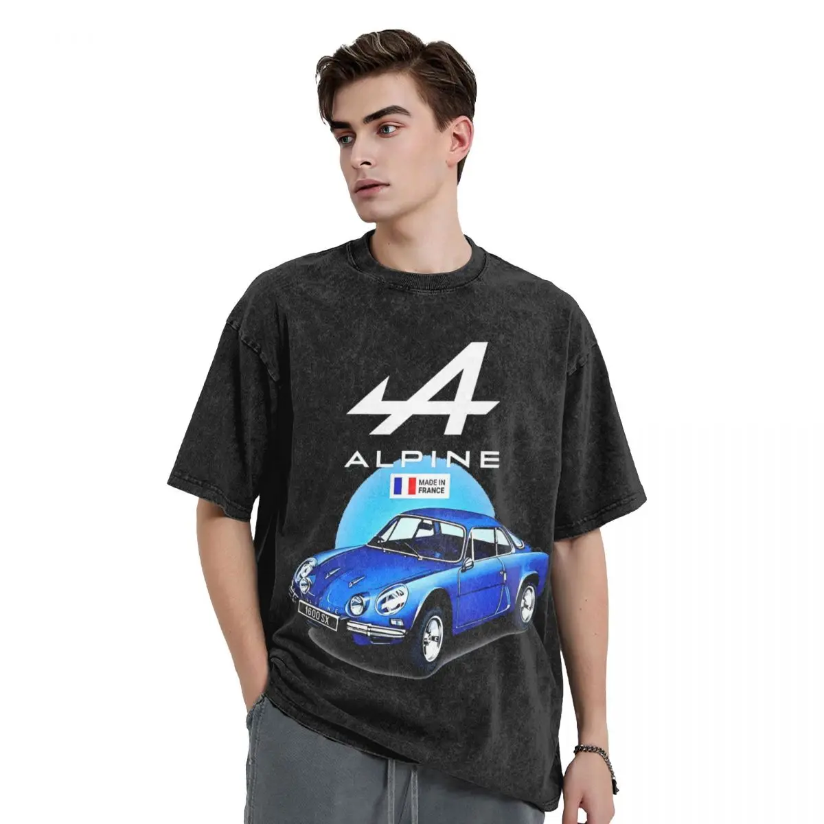 Alpine Car 110 Logo T Shirts Hip Hop Washed Cotton Oversize T-Shirt Racing Casual for Men Women Tops Streetwear Summer Tee Shirt