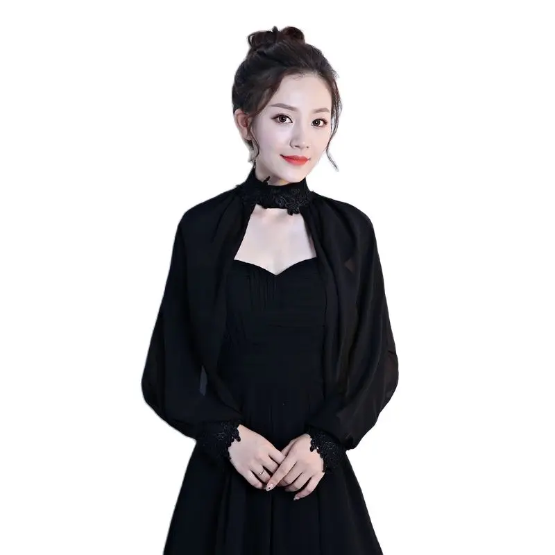 Free shipping chiffon shawl, easy to wear daily dinner cape