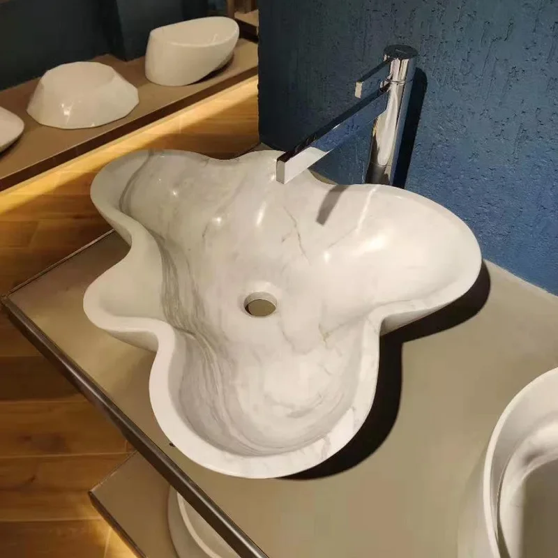 Marble jade art flower basin, toilet wash basin, bathroom basin on top