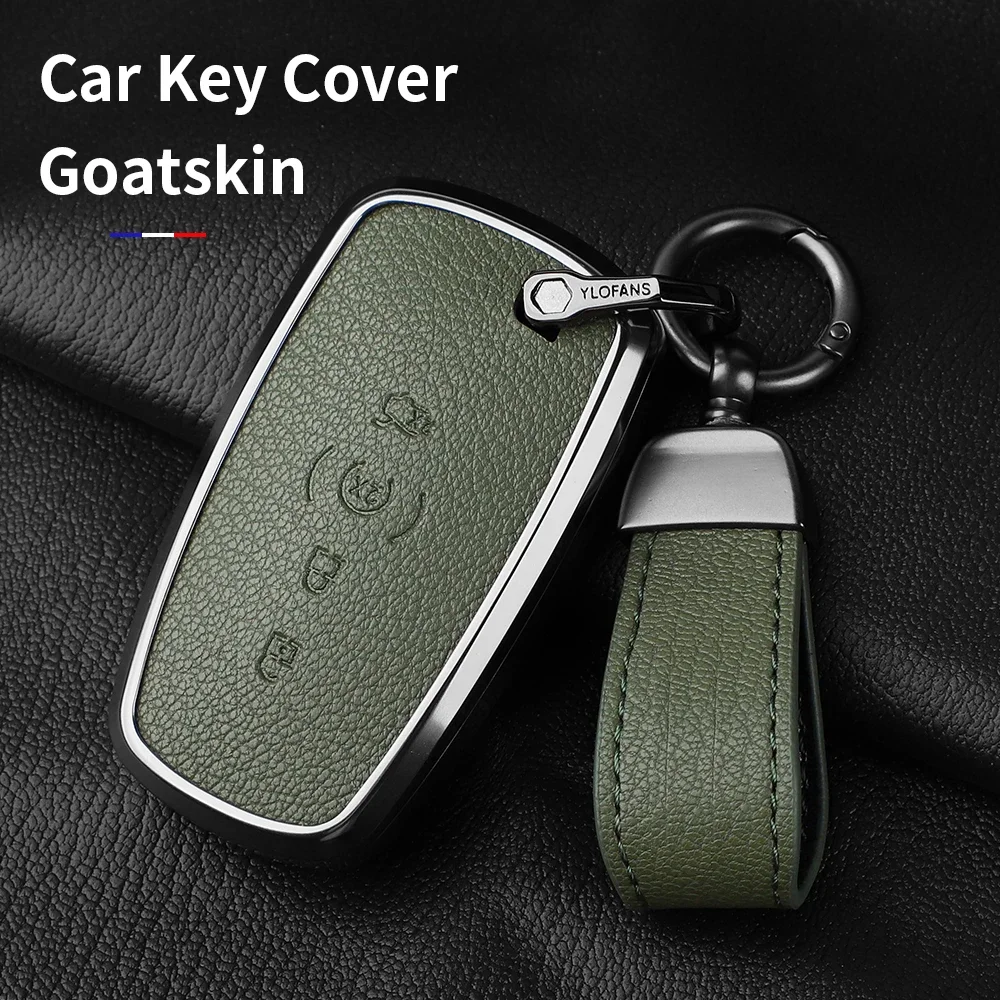 Aluminum Alloy Goatskin Car Key Case Cover For Ford F150 Svt Raptor Car Key Protection Shell Accessories