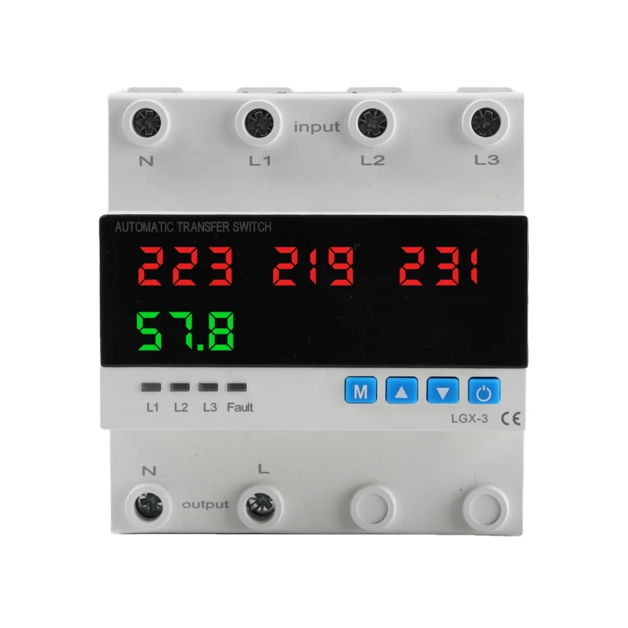 63A 80A 3 Phase Over Under Voltage Overcurrent Solar Automatic Transfer Changeover 3 Phase Selector Switch ATS