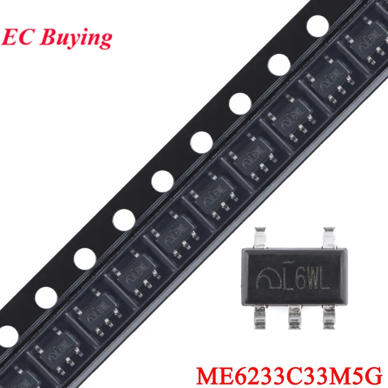 100Pcs/10pcs ME6233C33M5G ME6233 L6WL SOT-23-5 3.3V Low Power High Precision High PSRR LDO Linear Regulator Chip IC