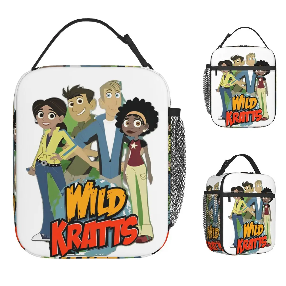 حقيبة الغداء Wild Kratts أنيمي مريحة صندوق الغداء الكبار مكتب الرسم حقيبة للحفاظ على البرودة خمر مقاوم للماء حمل أكياس الغذاء
