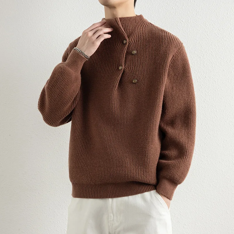 

Новая мода дизайн пуговиц мужская верхняя одежда свободные вязаные пуловеры водолазки зимние мужские повседневные свитера мужские теплые пуловеры 4XL