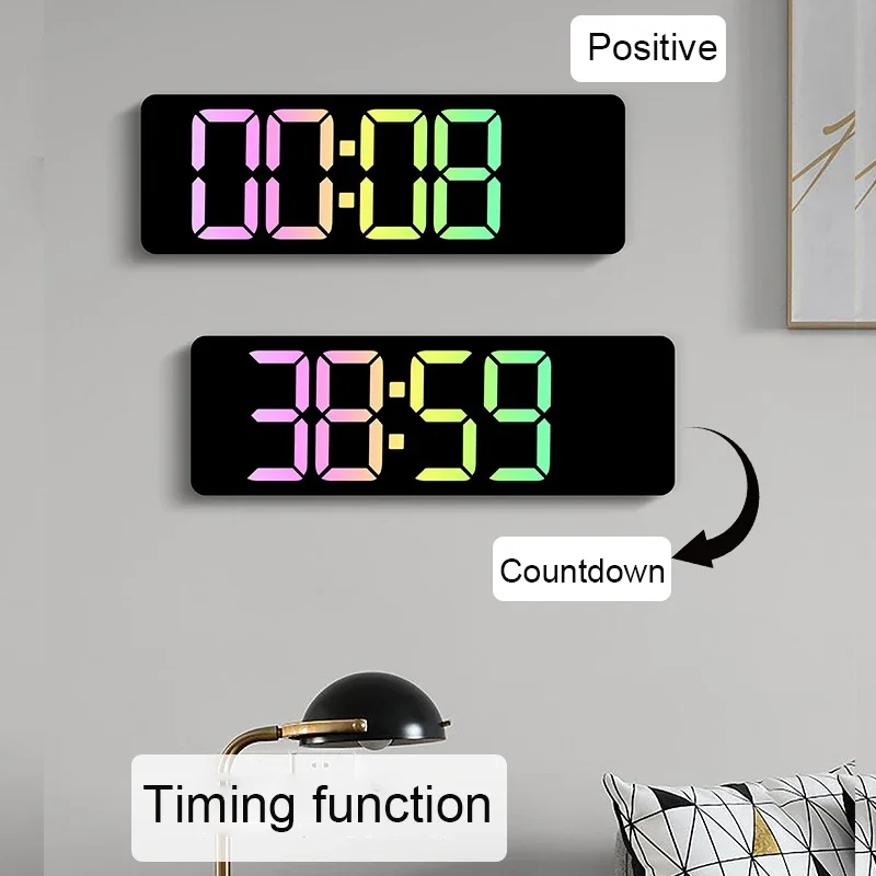 Macaron Coloful Digital Clock Temperature Date Week Display Brightness Adjustment Electronic LED Table Alarm Clock with Remote