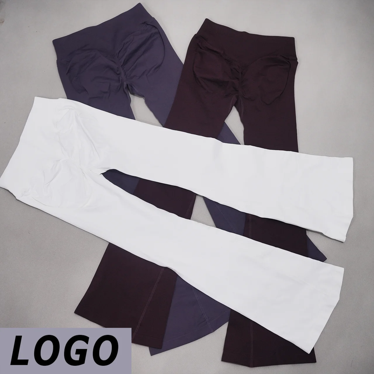 DF-LOGO Women Seamless Flared Leggings Butt Lifting High Waist Quick Dry Breathable Flare Yoga Pants Gym Fitness Pilates Workout