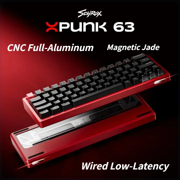 

Scyrox xpunk63 e-sports magnetic axis keyboard CNC all-aluminum wired low-latency magnetic jade GAMING Office gift costom