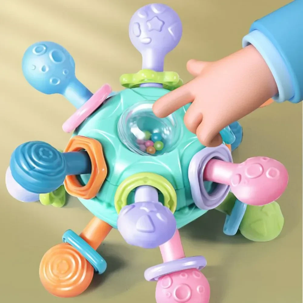 0-12 Baby Rotating Rattle Ball Sensory Toys Infant Grasping Activity Development Toy For Toddler Silicone Teether Teething Toys