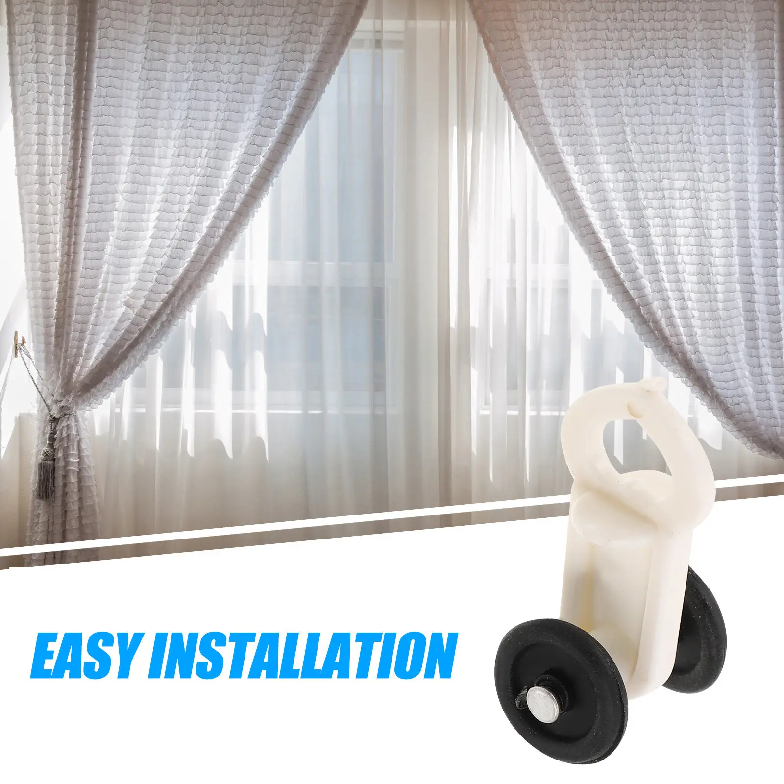 50Pcs Curtain Track Gliders Heavy Duty Plastic Rail Pulley 13Mm Wheel Diameter for Living Room Bedroom Office Smooth Silent