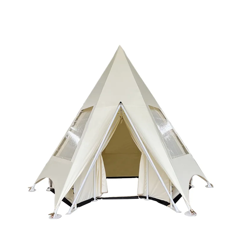 2024 Camping Luxury Hotel Tent Professional Outdoor Camping Rooftop Oxford Cloth Indian Pyramid Tent Rainproof