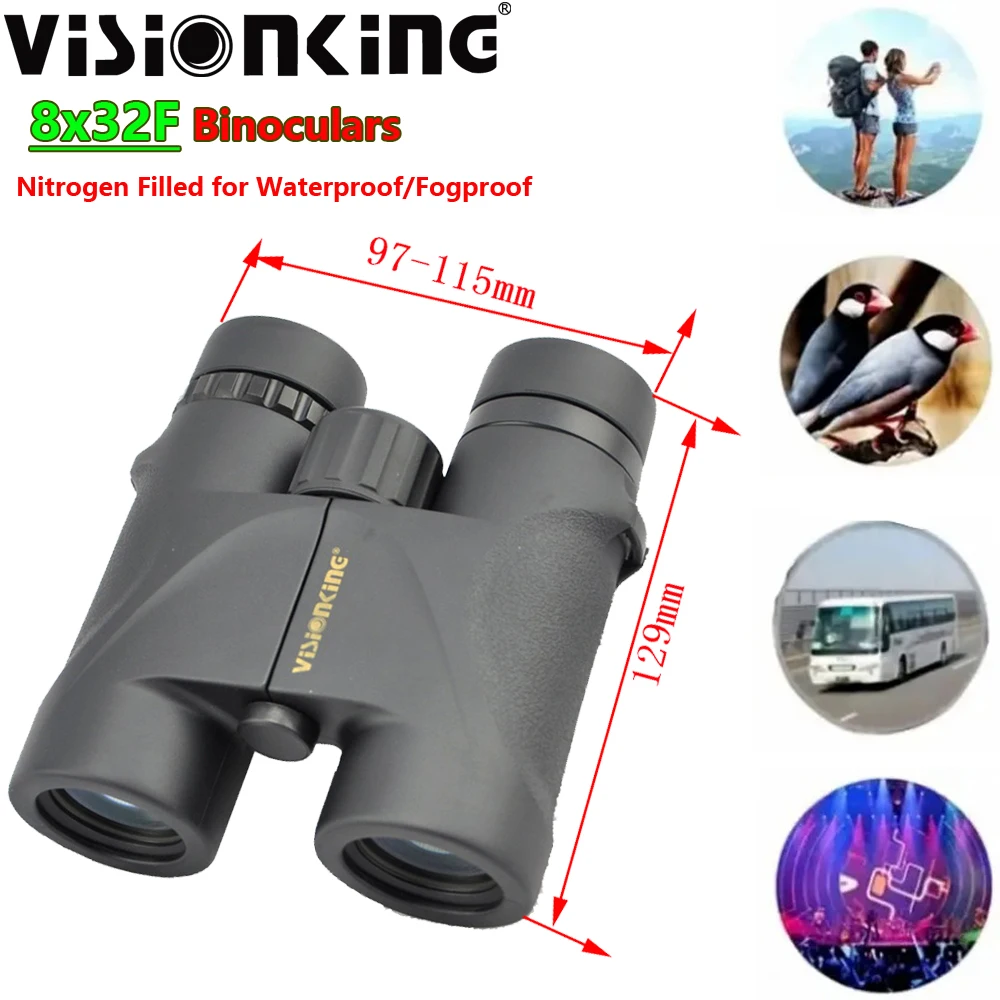 

Visionking Professional 8x32 Roof Binoculars Bak4 Long Eye Relief Birdingwatch Camping Waterproof Lightweight Optical Telescope