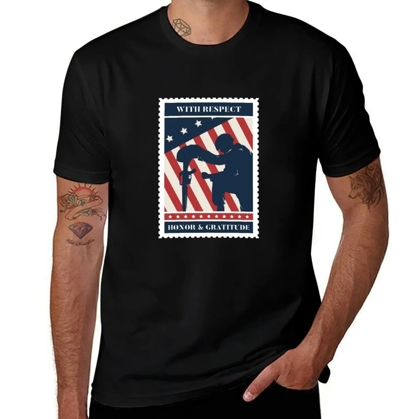 Veterans Day - With Respect, Honor and Gratitude Soldier T-Shirt High Quality Durable T-Shirt