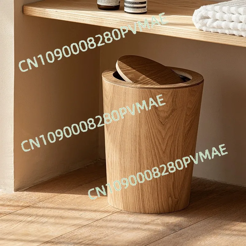 دلو خشبي بسيط على الطراز الياباني سعة 10 لتر، سلة مهملات قابلة للطي في المنزل والفندق وغرفة المعيشة وغرفة النوم مع غطاء #2