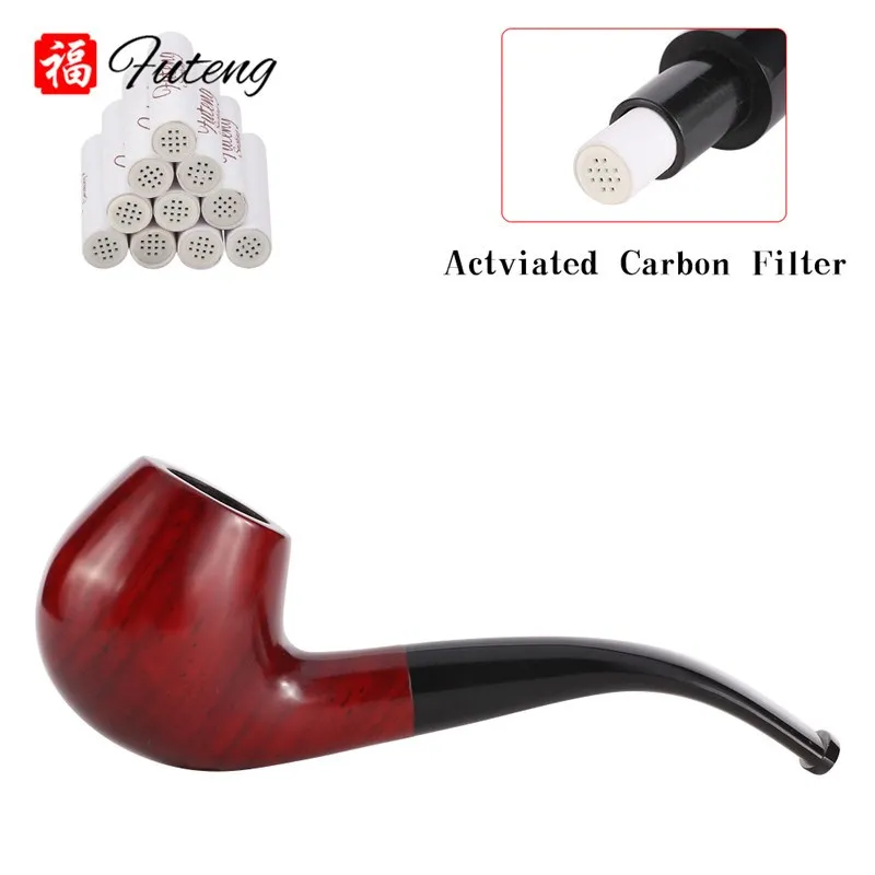 New Classic Creative Red Sandalwood Pipe Set Accessories 9MM Filter Solid Wood Dry Pipe Smoking