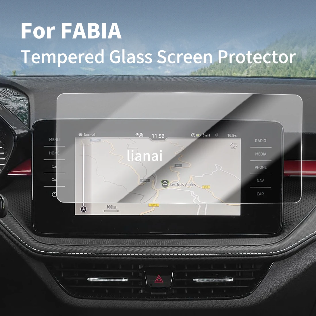

Carplay Screen Protector Tempered Glass Protective Film Navigator Car Stickers Accessories For 25 skoda FABIA