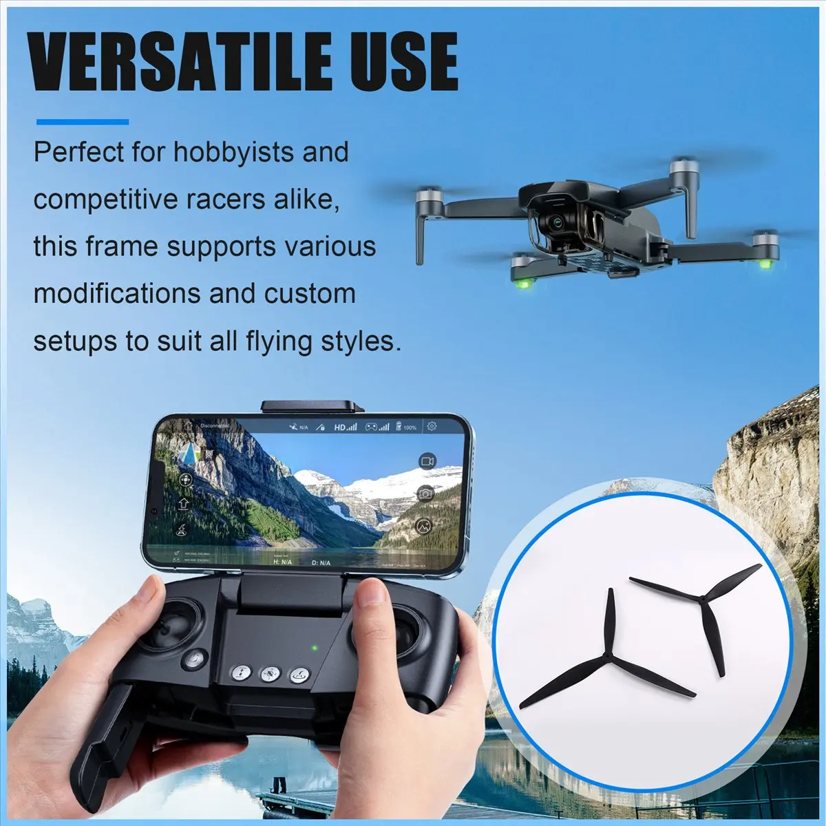 ABST  1Pair 15X10X3 15inch 3-Blade Propeller Glass Fiber Reinforced Nylon Propeller CW CCW Paddle for FPV Drone