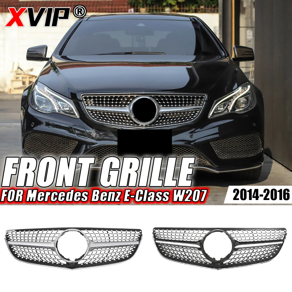 

XVIP Chrome Black Diamonds Style Front Bumper Grille For Mercedes Benz E-Class W207 E250 E400 E500 14-16 GTR Style Upper Grilles