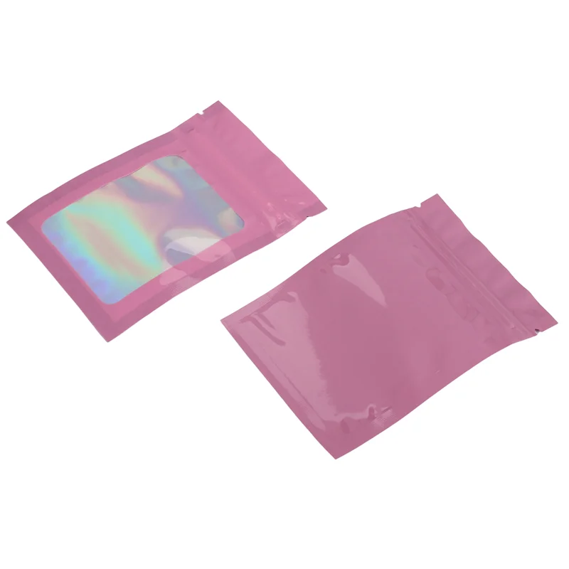 QWE-200 Pcs Smell Proof Mylar Bags Holographic Packaging Bags, Resealable Odor Proof Bags Foil Pouch Bags For Food Storage