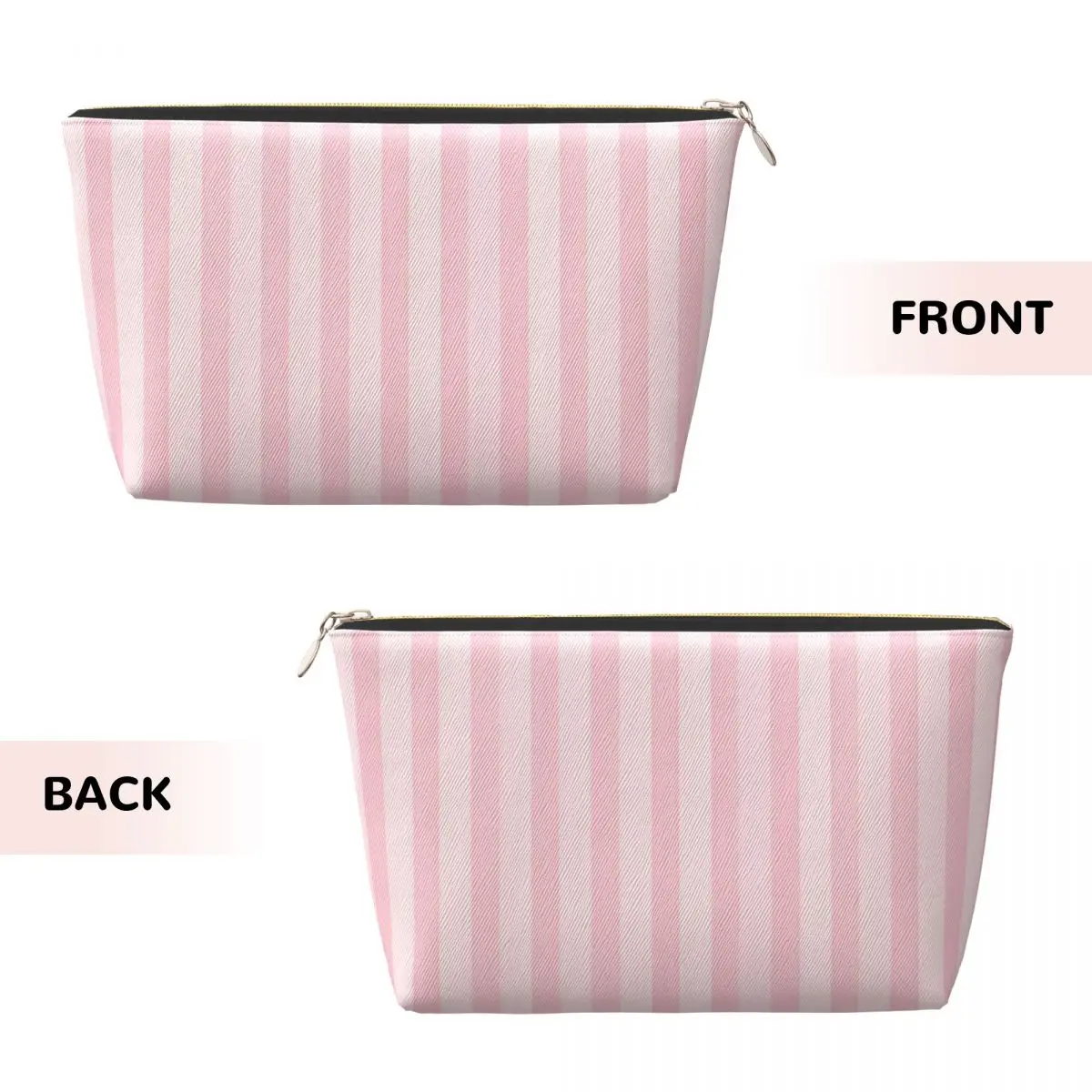 Pink White Stripe Makeup Bag Leather Travel Toiletry Bag Men Women Toiletry Bag Dopp Kit