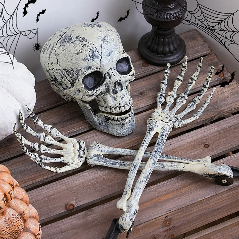 Halloween Skeleton Bone Garden Ground Stakes Skull Head & Hand for Holiday Party Decor Home Yard Ground Insert Ghost Hand