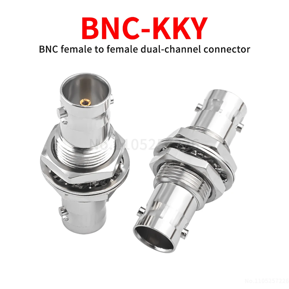 BNC-KKY RF adapter BNC video female to female conversion connector Q9 dual-channel straight-through with nut connector (1 pcs)