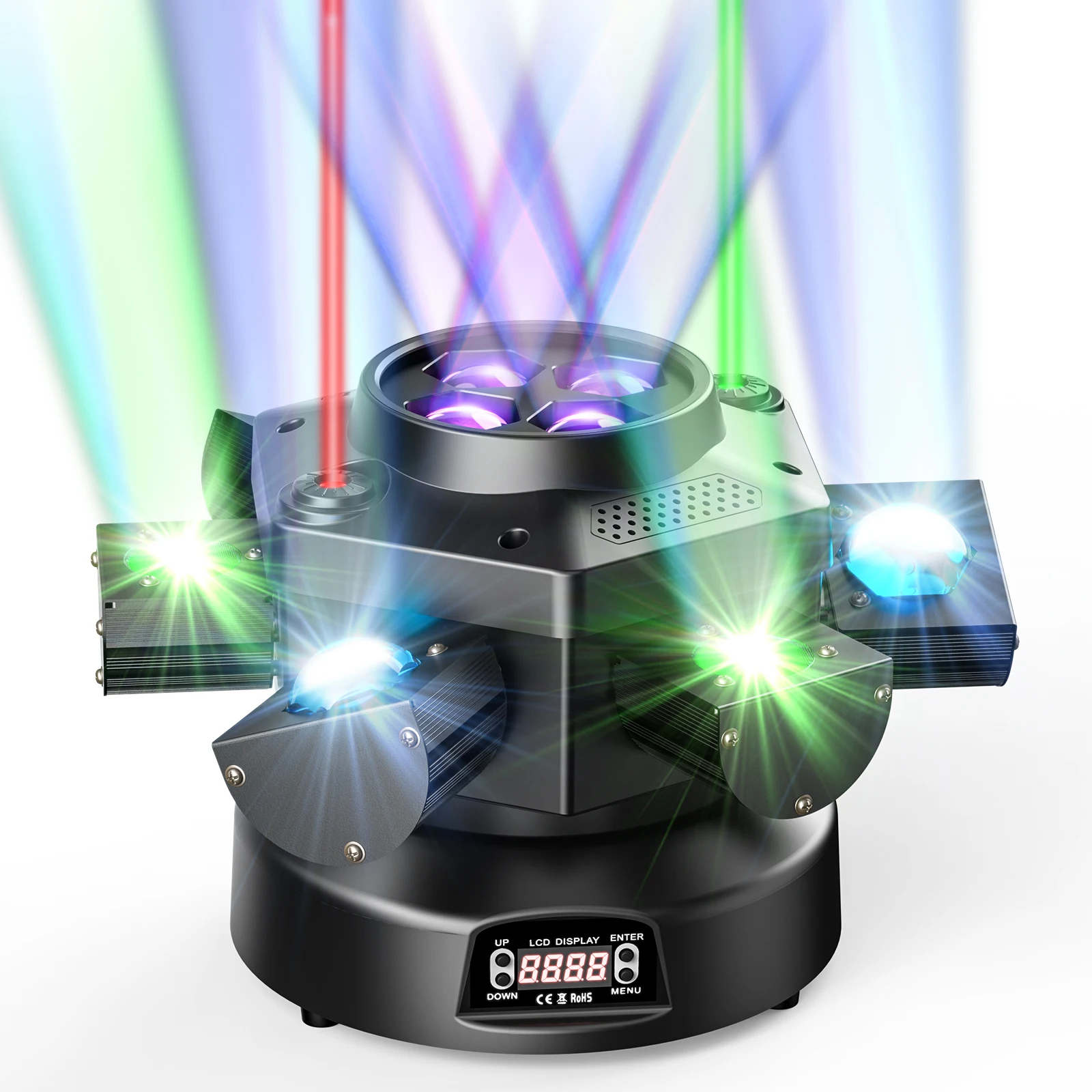 Yiflamefly 150W Moving Head Beam Light Sechsgliedriges Rotierendes Party-Licht RGBW Laser Bühnenbeleuchtung DMX Disco-Lichter für DJ-Tanzshows