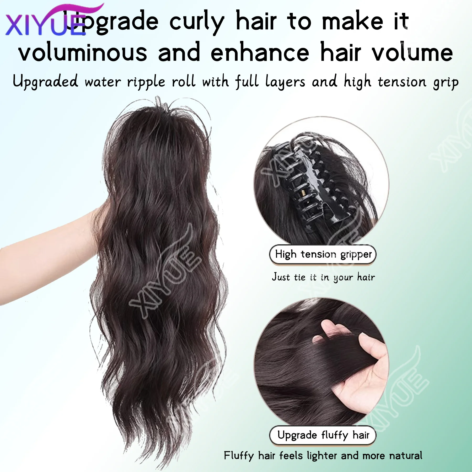 XIYUE Synthetic 14Inch Ponytail Claw Clip Ponytail Extensions Short Curly Ponytail Ladies Black Brown Blonde Hair Clip for Women