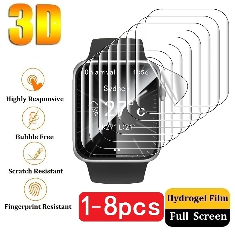 Screen Protector for Apple Watch 10 9 8 7 6 5 4 SE 3 Ultra 2 Hydrogel Film for Apple Watch 46mm 45mm 44mm 42mm 41mm 40mm Film