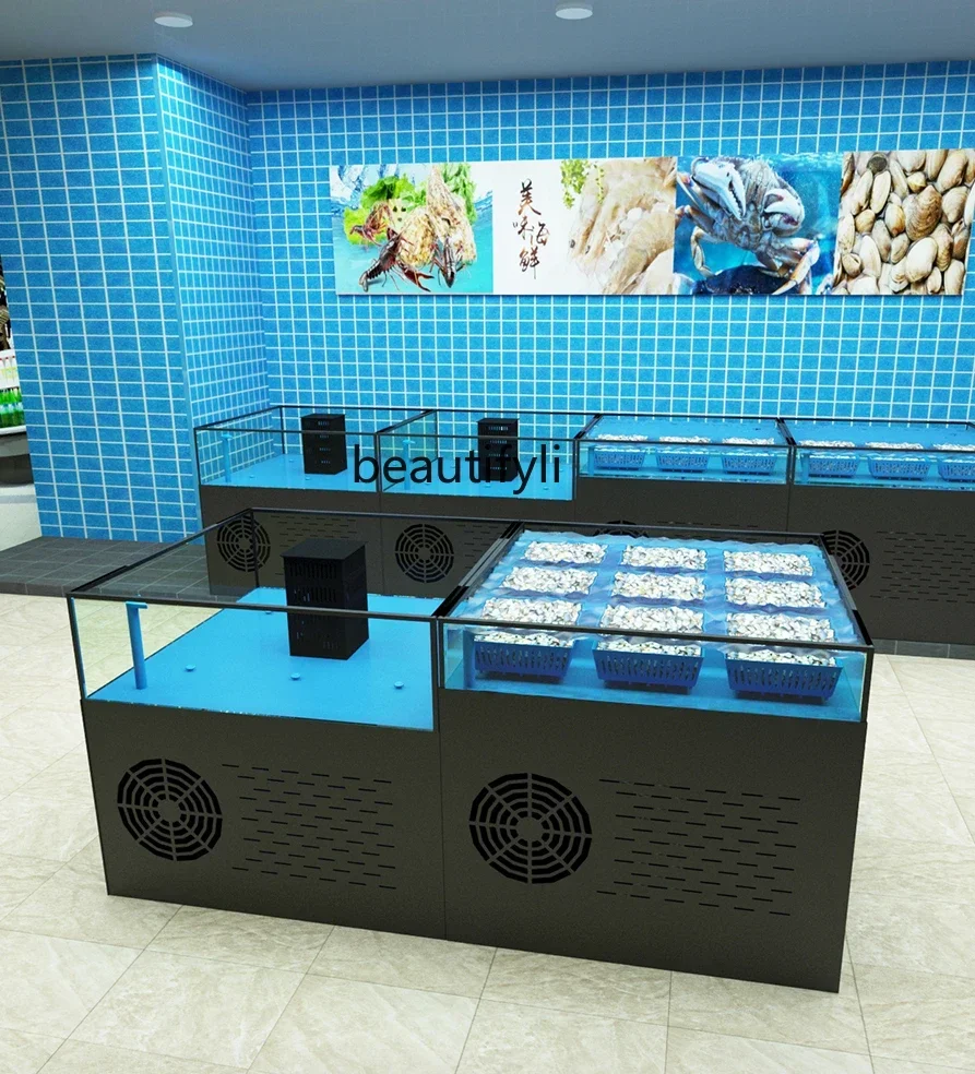 

Seafood Pool Supermarket Water-Cooled Integrated Machine Hotel Shrimp and Shellfish Pool Glass Fish Tank