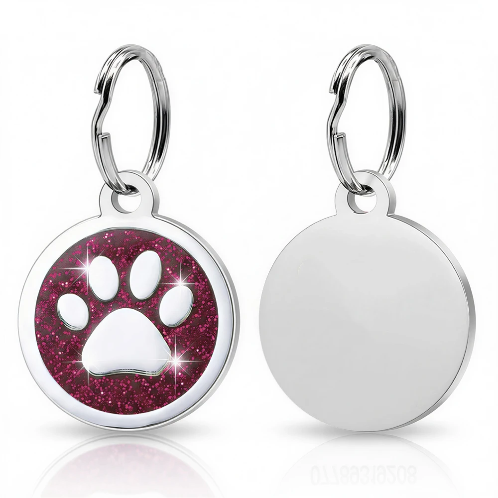Gratis gepersonaliseerde honden- en kattenplaatjes met gegraveerde puppy- en huisdier-ID-naam, halsbandlabel, metalen poot-glitterhanger, huisdier- en hondenaccessoires