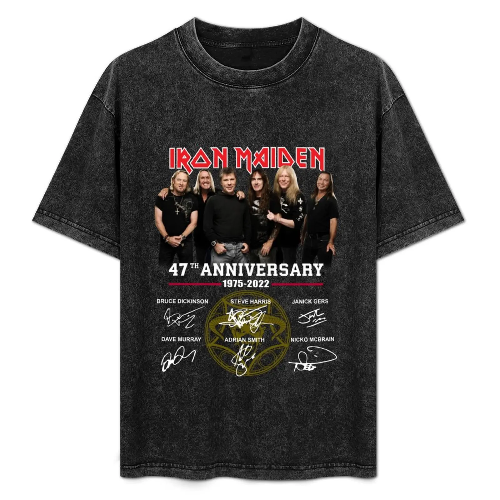 

rón Máidén 47Th Anniversary 1975-2022 Signatures T-Shirt quick-drying sports fans tees heavy weight t shirts for men