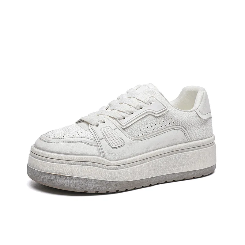 

2026 New Women Solid Color Sneakers Spring Summer Lace Up Thick Bottom Casual Anti-slip Height increasing shoes 5cm Sports Shoes