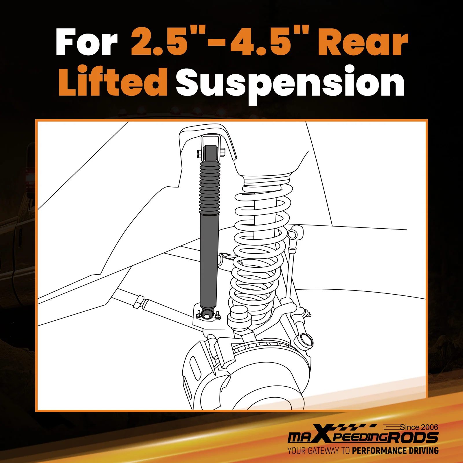 Heavy Duty Rear Lift Shocks Pair for Ford F-250 F-350 Super Duty 99-16 2.5-4.5" view 3