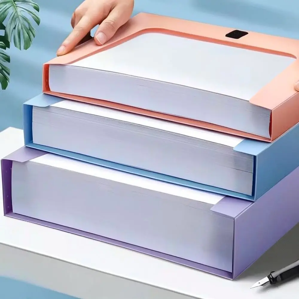 Sturdy PP Document Organizer A4 Size File Holder Box Collapsible Desk Stationery Storage Case Office Filing Accessories Box