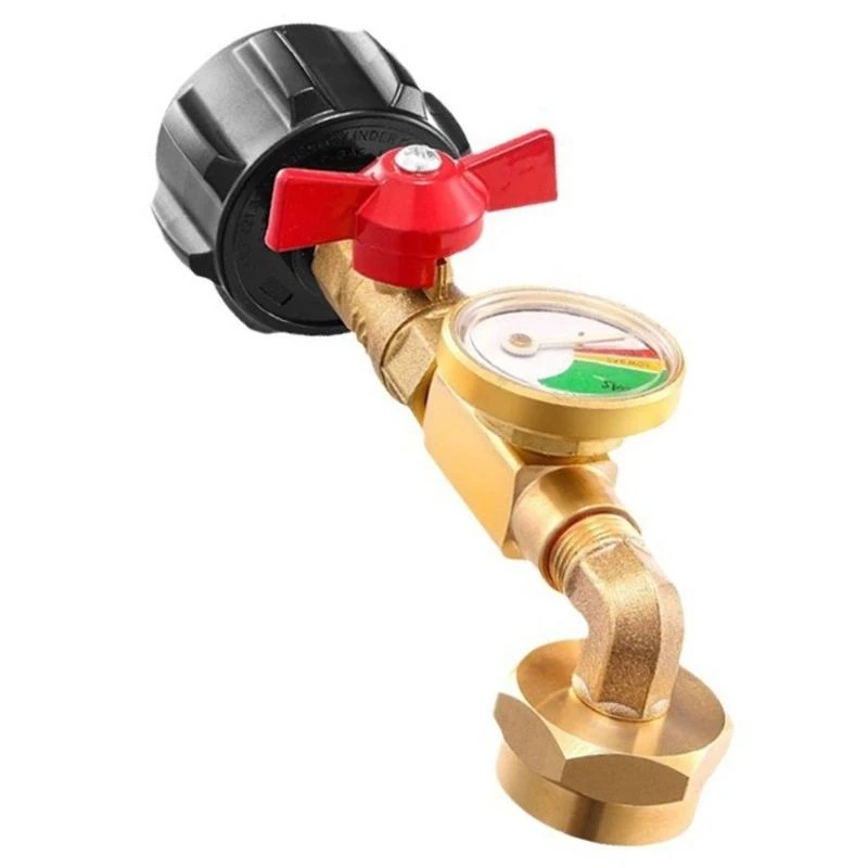 

Y5GD Propane Cylinders Refill Adapter with Gauge Brass 1LB Bottle Connector 90 Degree Elbow Refill Tool for Fast Filling
