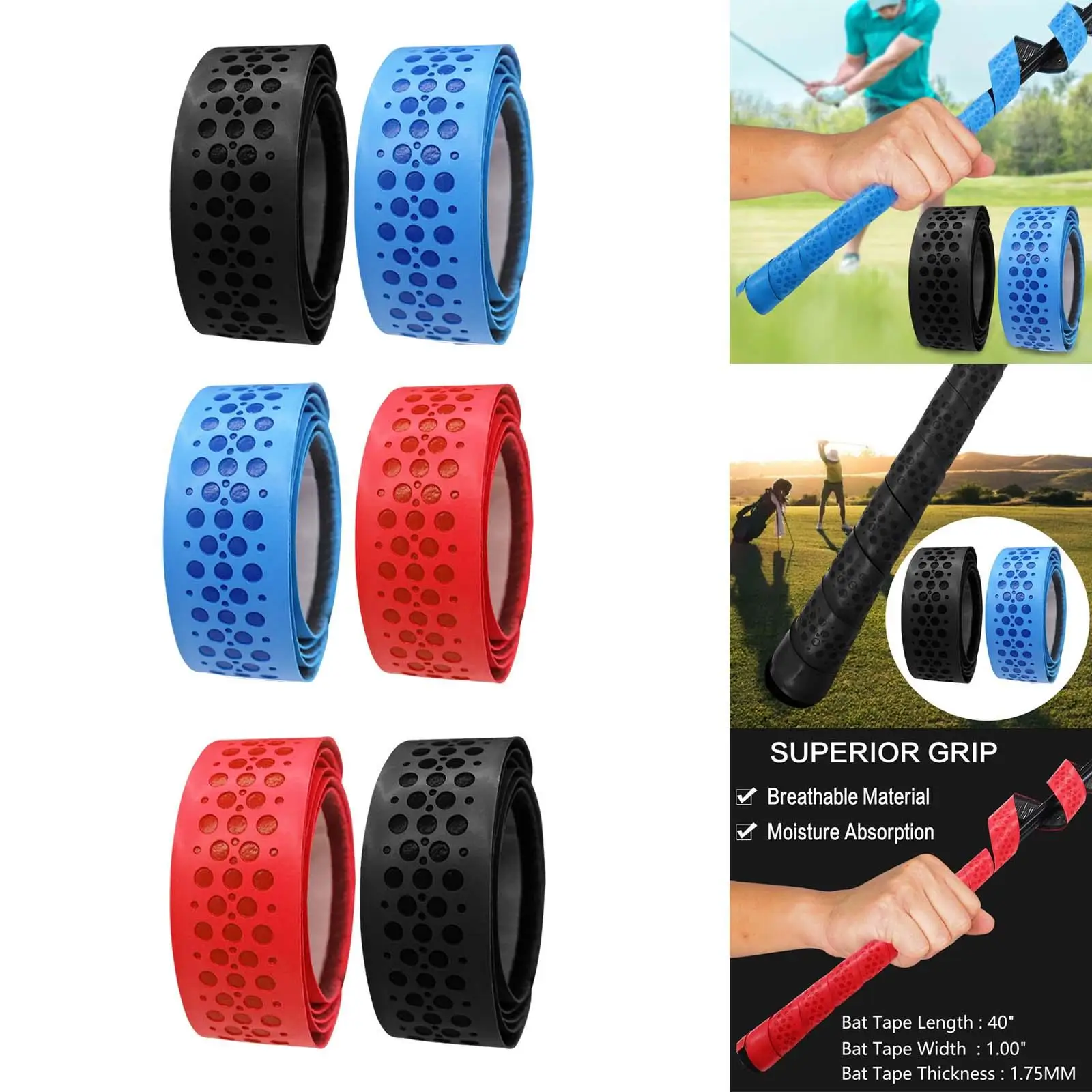 2 Pieces Durable Golf Grip Wrapping Tapes Tapes Moisture Absorption