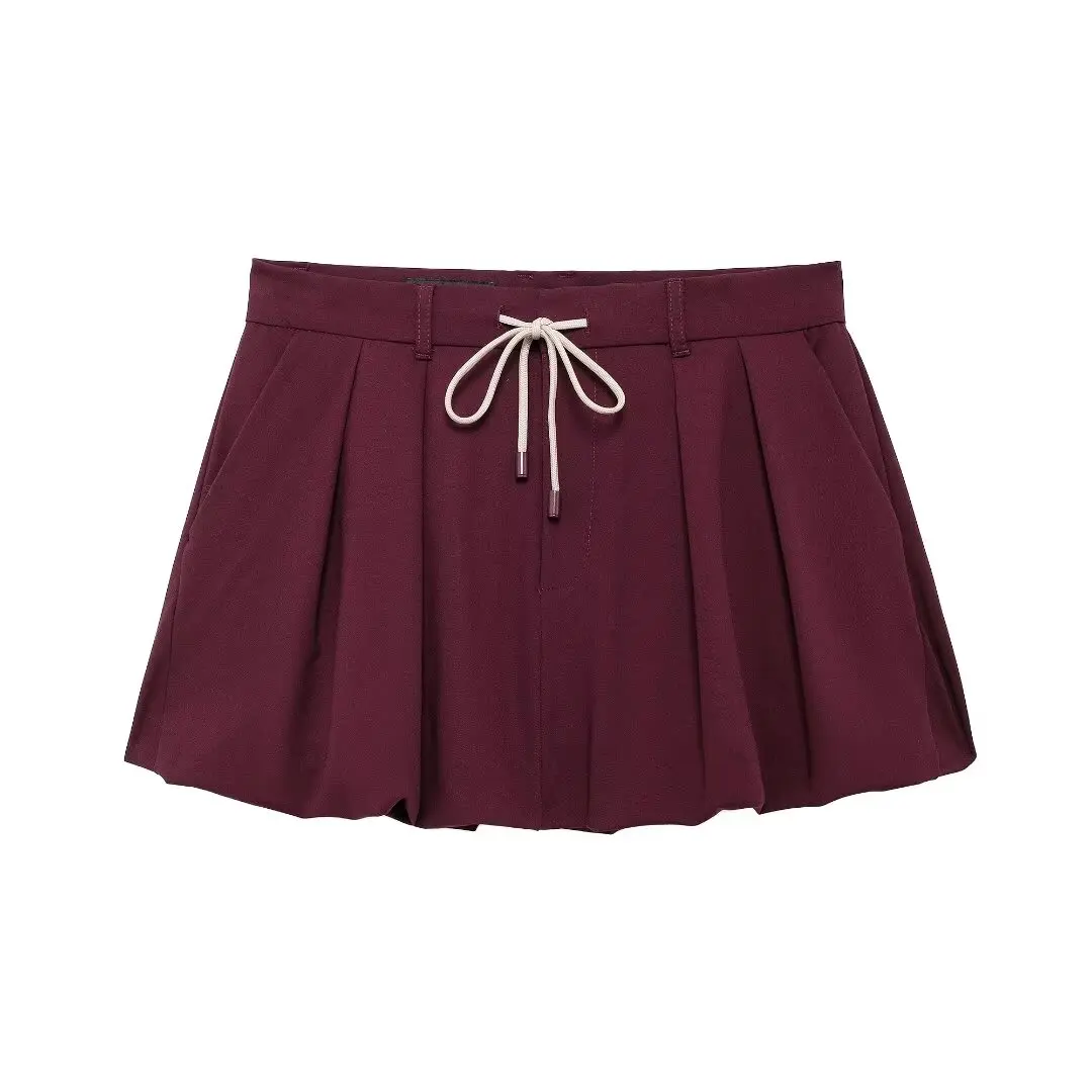 Tangada 2024 Chic Women Pleated Short Skirt with Slash Female Skirt BE0285