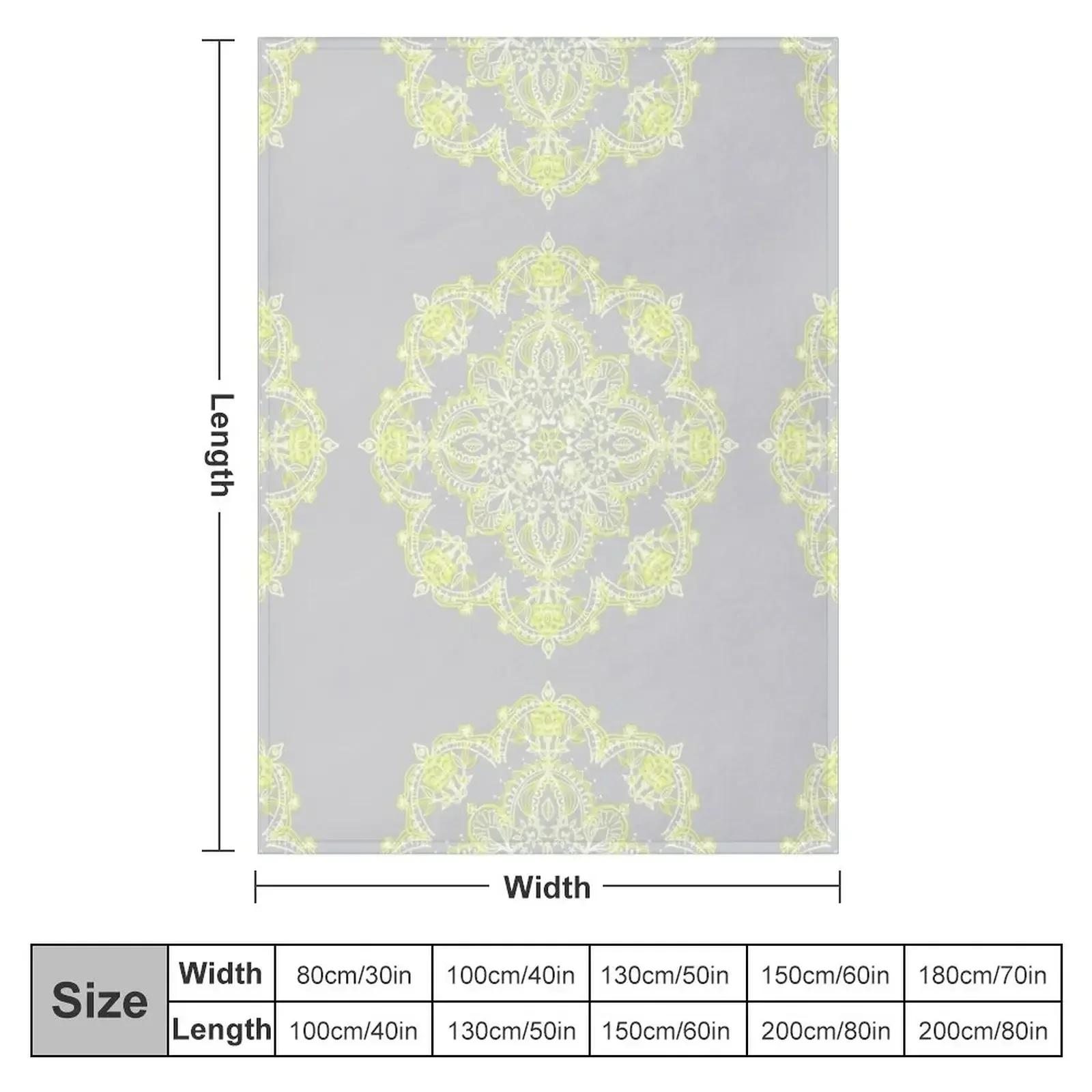 Pale Lemon Yellow Lace Mandala on Grey Throw Blanket Hairys Sofa Quilt Multi-Purpose Blankets