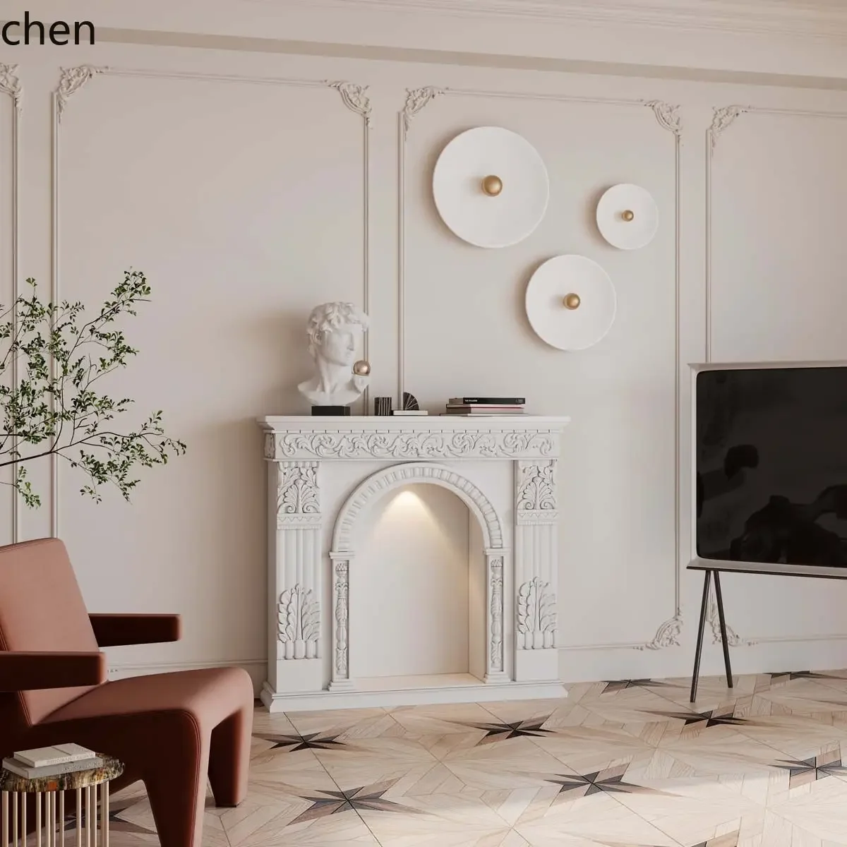 carved mantelpiece cream style artificial decorative cabinet entrance