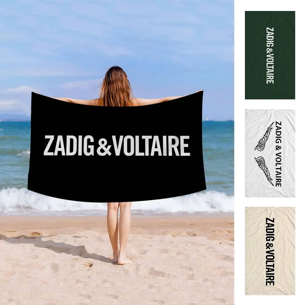Toalla de Playa Clásica con Logotipo de Moda Z-Zadig V-Voltaire, de Microfibra Estampada, para Escalar Montañas, Yoga, Playa, Correr, Absorbente y Suave