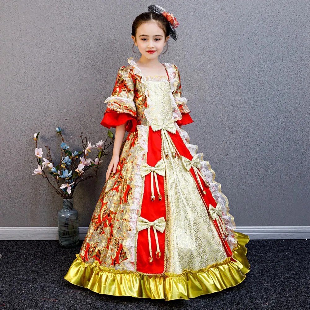 Cosplay Lolita Rococo Victorian Princess Costume Kid's Dress Outfits Costume Golden Vintage Cosplay Party Birthday