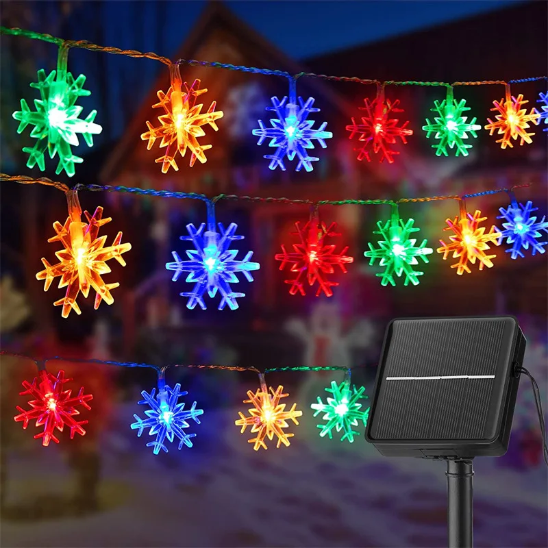 Snowflake Solar String Lights decorazioni natalizie 2024 luci a Led acriliche Outdoor Waterproof Courtyard Powered Patio Light 303