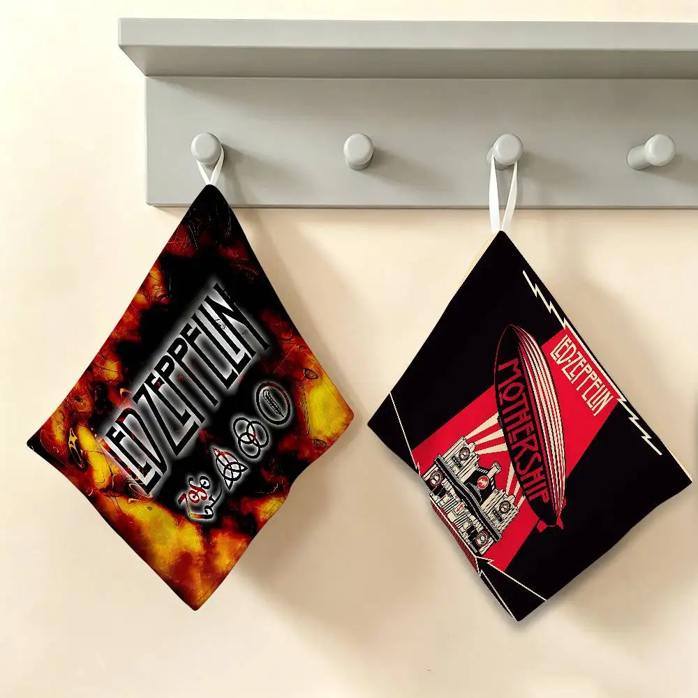 L-Led Z-Zeppelin Band Polyester Cotton Hand Wiping Towel, Hanging Towel, Quick Dry for Kitchen Bathroom Daily Supplies