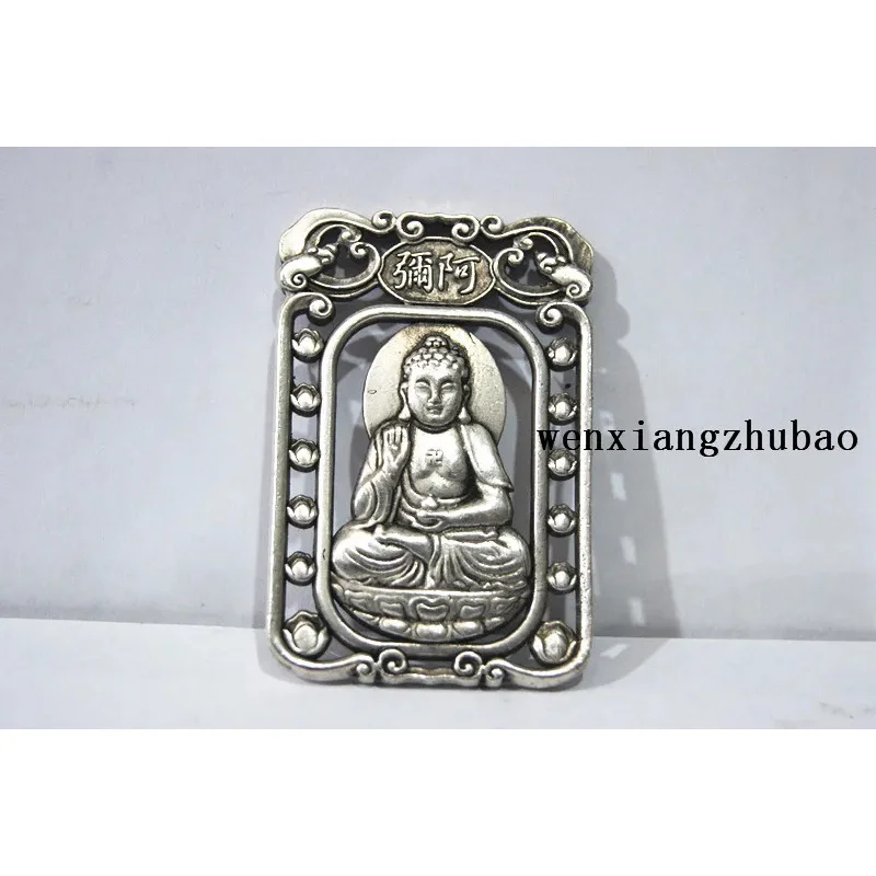 

Antique white copper (amulet) double-sided lotus - amitabha (pendant). The necklace pendant is missing.